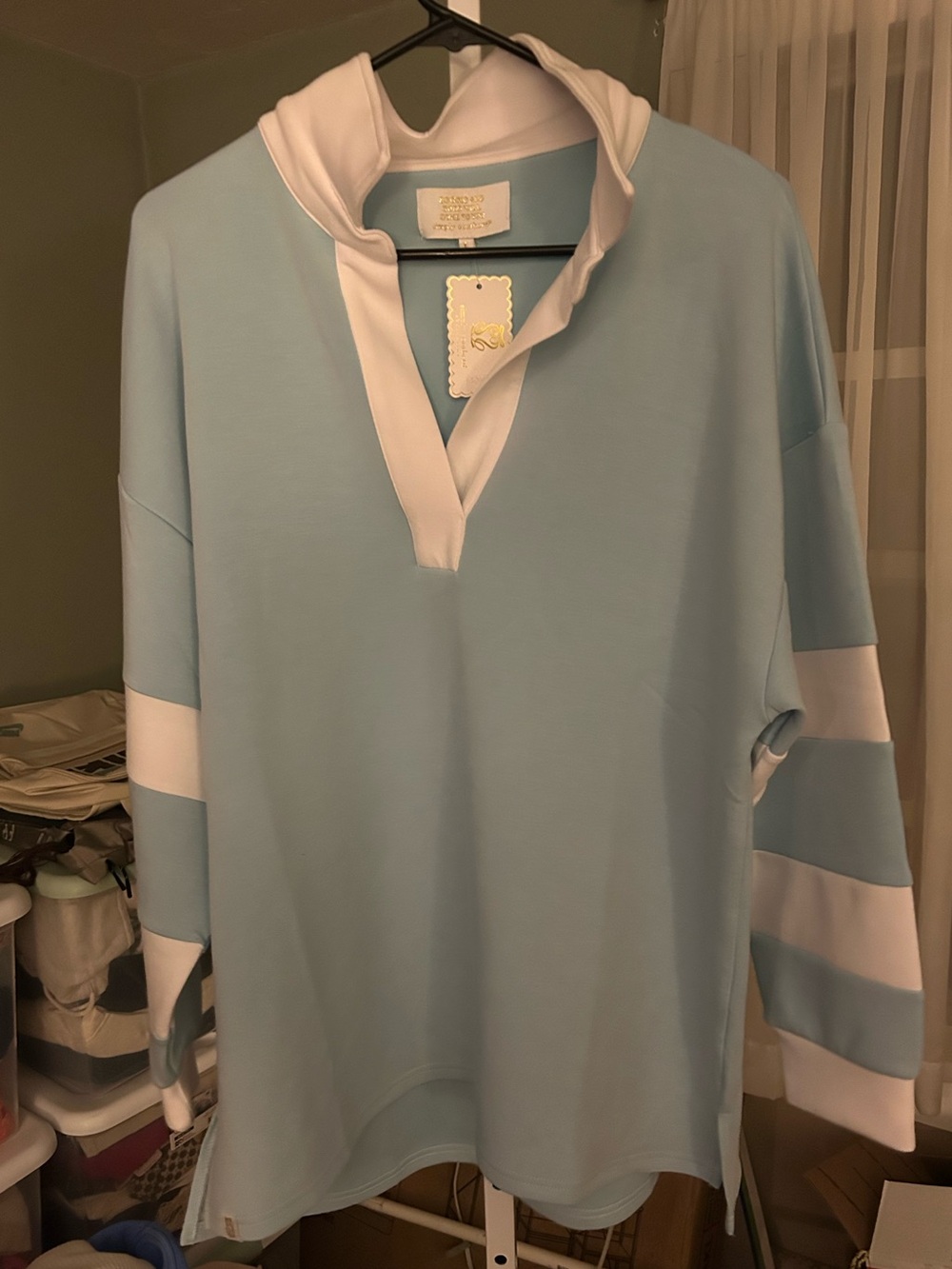 Simply Southern Light Blue Polo Style Shirt
